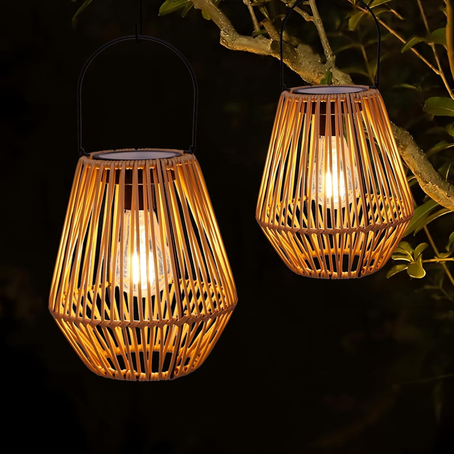 SolarNest - Handwoven Rattan Solar Lantern