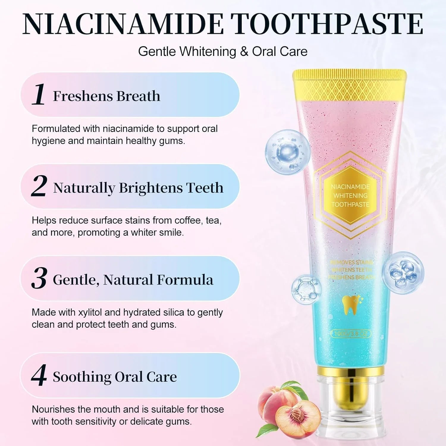 Niacinamide Whitening Toothpaste – Stain Removal & Fresh Breath
