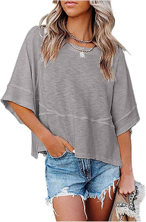 BellAura – Solid Color Bell Sleeve T-Shirt