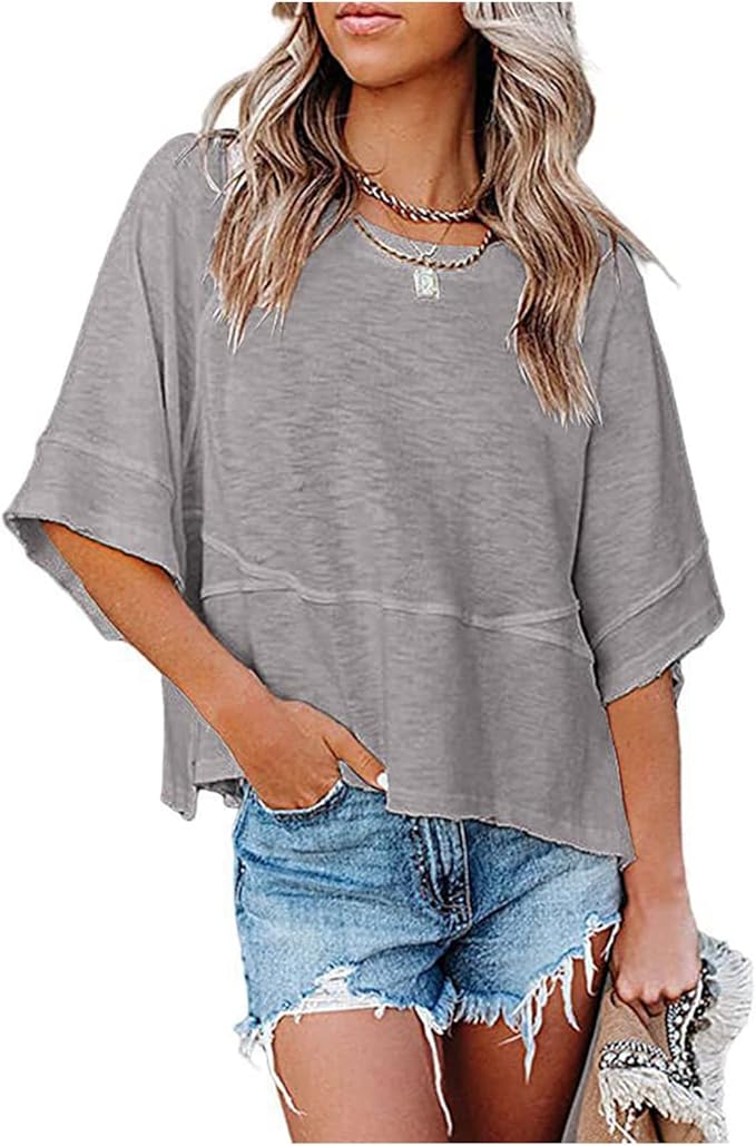 BellAura – Solid Color Bell Sleeve T-Shirt