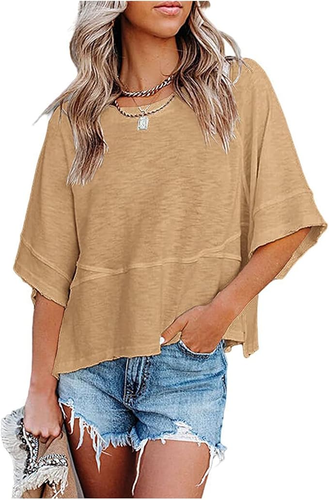 BellAura – Solid Color Bell Sleeve T-Shirt