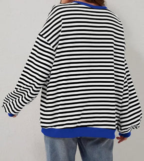 StripeAura – Women’s Color Block Striped Sweatshirt