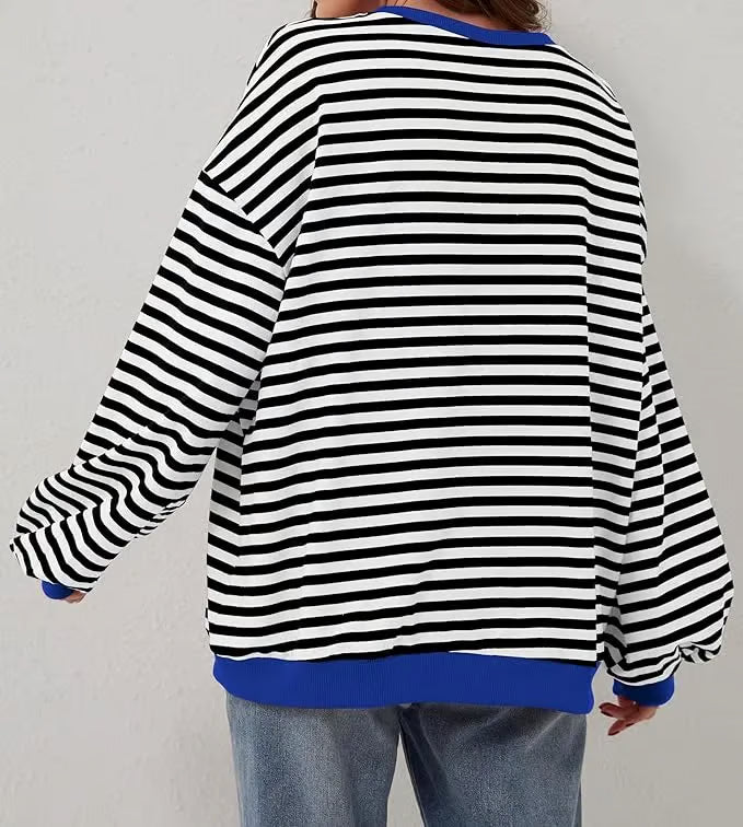 StripeAura – Women’s Color Block Striped Sweatshirt