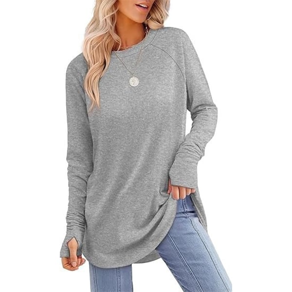 VeloraFit – Thumb Hole Curved Hem Tunic Shirt