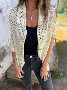 CloudWeave – Hollow Half Sleeve Cardigan