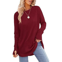 VeloraFit – Thumb Hole Curved Hem Tunic Shirt