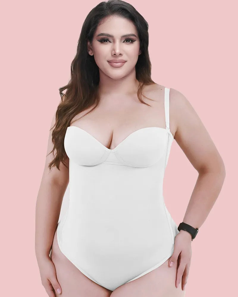 CurveLuxe – Back Lace-Up Seamless Thong Bodysuit