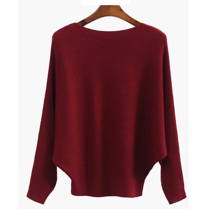 CozyWave – Women’s Boat Neck Bat Sleeve Knitted Sweater