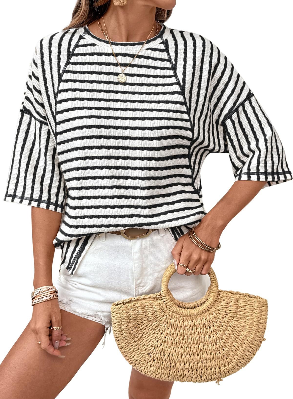 EasyStripe – Relaxed Fit Striped Crewneck Tee