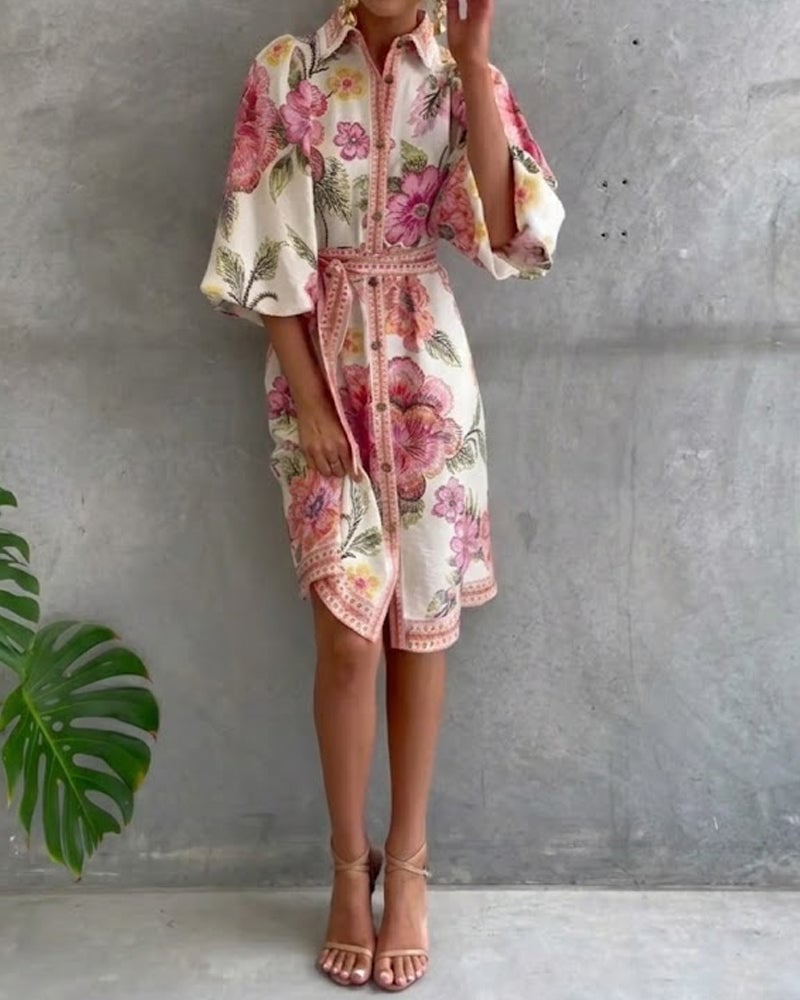 Eleganza Flow – Printed A-Line Dress
