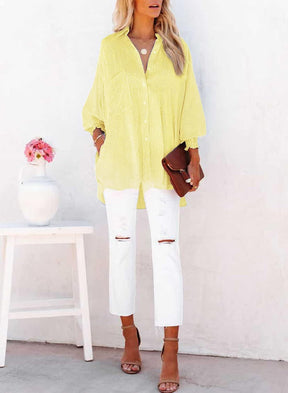 🔥2026 Clearance Item🔥Women's pleated cuffs striped shirt with pockets and casual collar