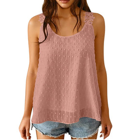 LaceBloom - Elegant Dot Lace Strap Tank Top