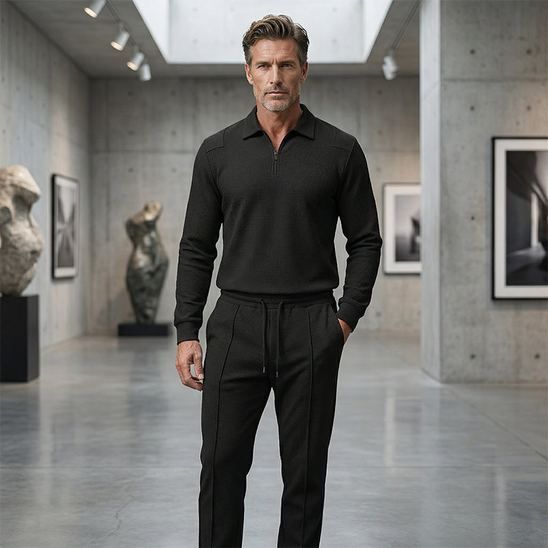 UrbanEase – Breathable Waffle Knit Lounge Set for Men