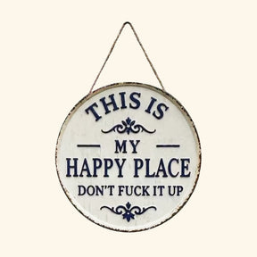 RusticNest – Vintage Happy Place Metal Wall Decor Sign