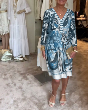AureliaVee – Retro Print Casual Dress