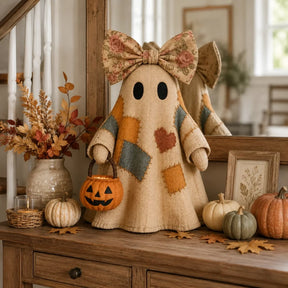 GlowGhost – Lighted Vintage Patchwork Ghost Decor