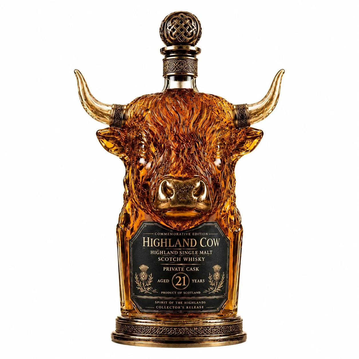 RegalHorn – Luxury Highland Cow Whisky Decanter