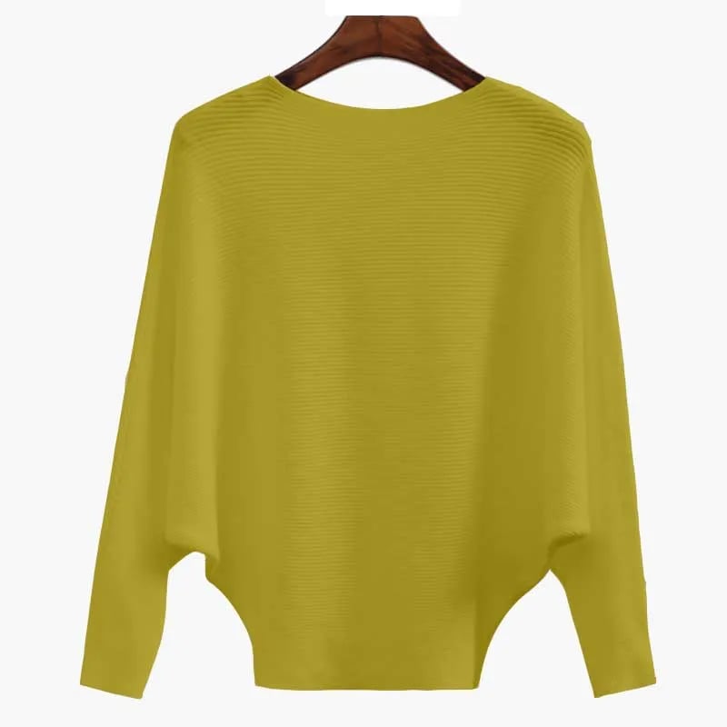 CozyWave – Women’s Boat Neck Bat Sleeve Knitted Sweater