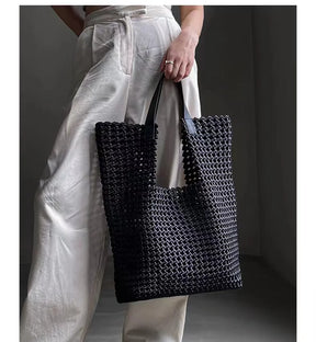 LuxeWeave – Handwoven Oversized Leather Tote Bag