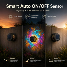 MandalaGlow - Solar Mandala Wall Light Outdoor Fence Projector Lamp