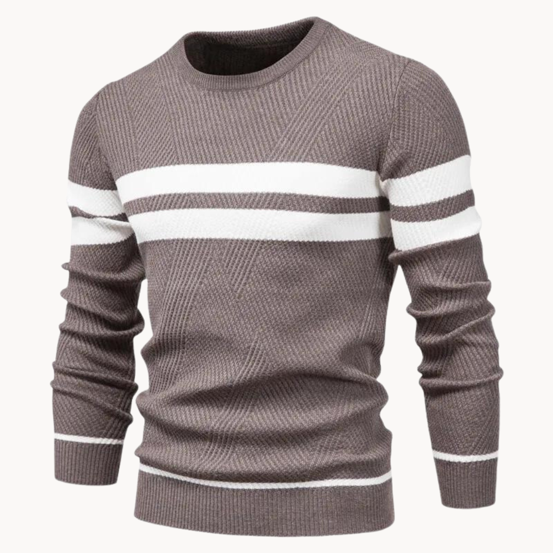 Zander Field Stripe Cotton Crewneck | Lupi