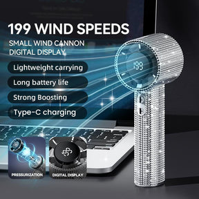 BreezeLux – Luxury Rechargeable Handheld Turbo Fan