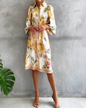 Eleganza Flow – Printed A-Line Dress