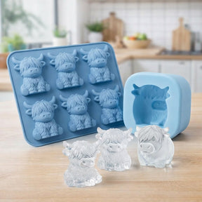 🐮🧊 Mini Highland Cow Ice Cube & Dessert Mold 🍪 Cute 3D Ice for Drinks, Parties & Gifts💕
