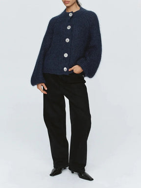 StyleNest – Casual Long Sleeve Navy Cardigan