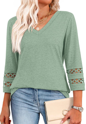 ClairaMode | Relaxed Fit V-Neck Sleeve Women Tee