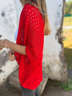 CloudWeave – Hollow Half Sleeve Cardigan
