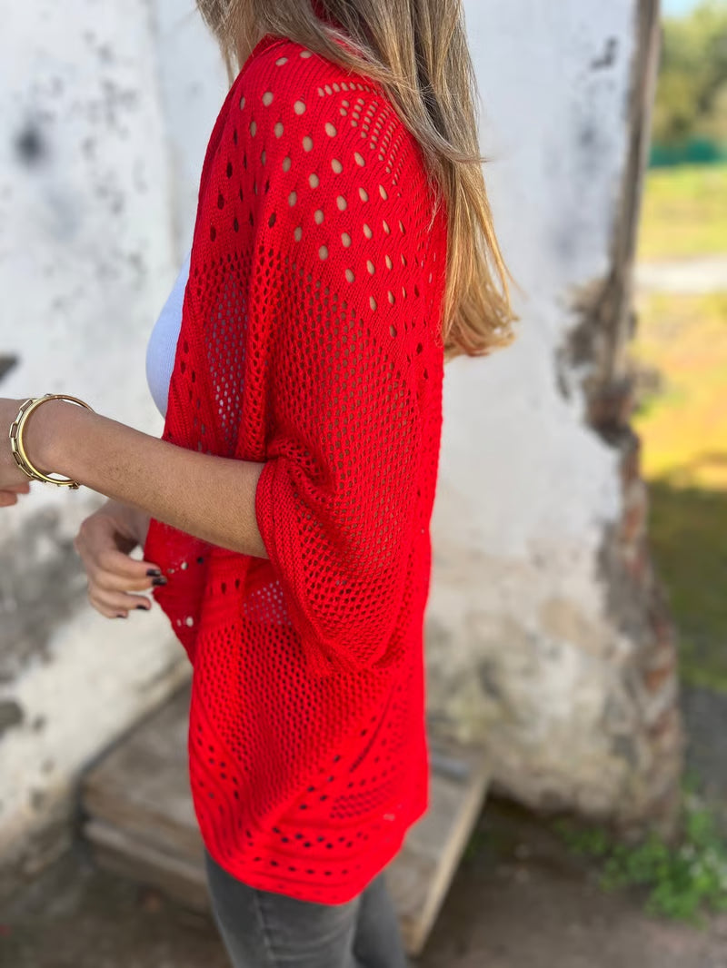 CloudWeave – Hollow Half Sleeve Cardigan