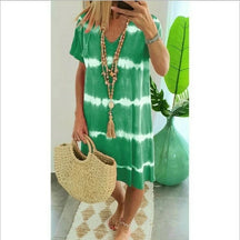 ChillAura | Tie-Dye Striped Loose Summer Dress