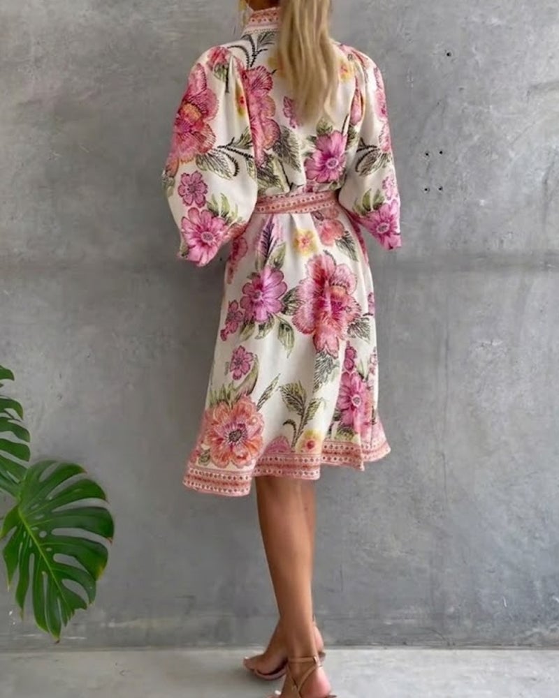 Eleganza Flow – Printed A-Line Dress