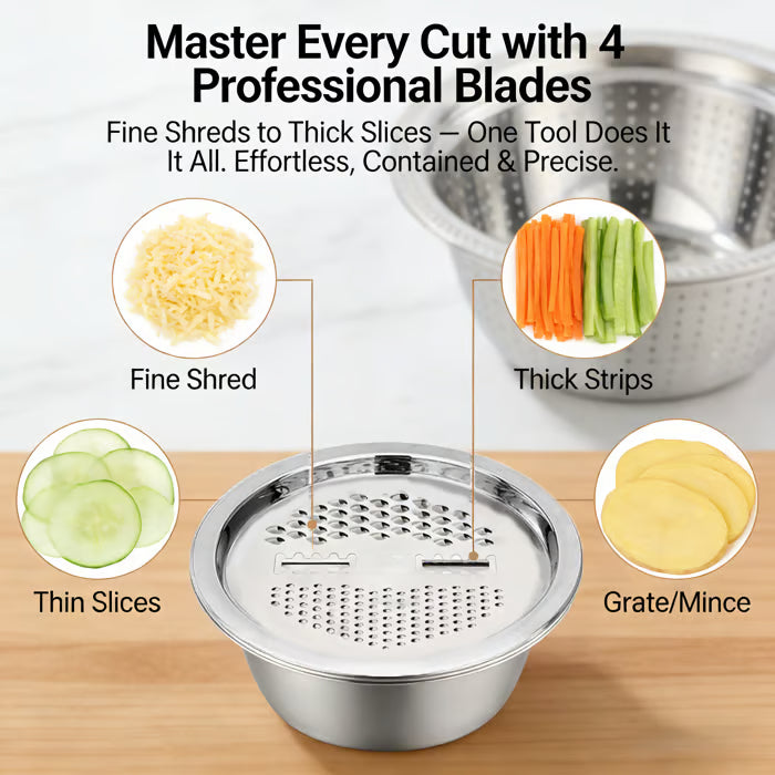 GrateCraft | 3-in-1 Stainless Steel Grater Bowl