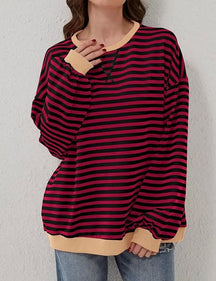 StripeAura – Women’s Color Block Striped Sweatshirt