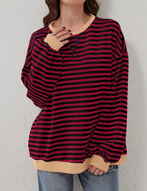 StripeAura – Women’s Color Block Striped Sweatshirt