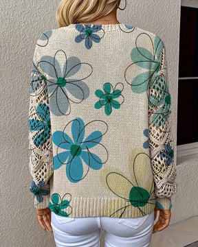 LaceWeave | V-Neck Openwork Knit Sweater