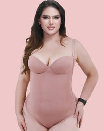 CurveLuxe – Back Lace-Up Seamless Thong Bodysuit