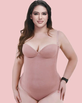 CurveLuxe – Back Lace-Up Seamless Thong Bodysuit