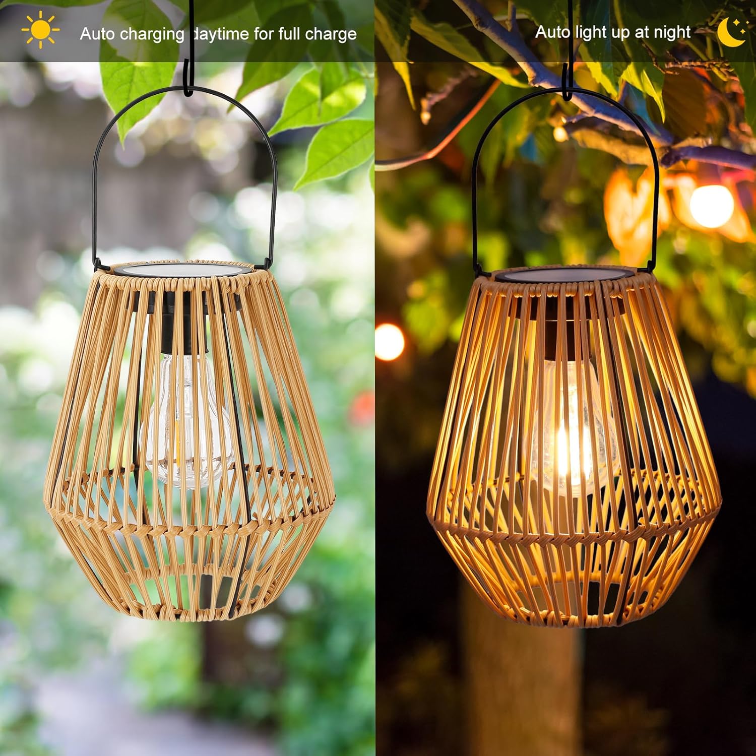 SolarNest - Handwoven Rattan Solar Lantern