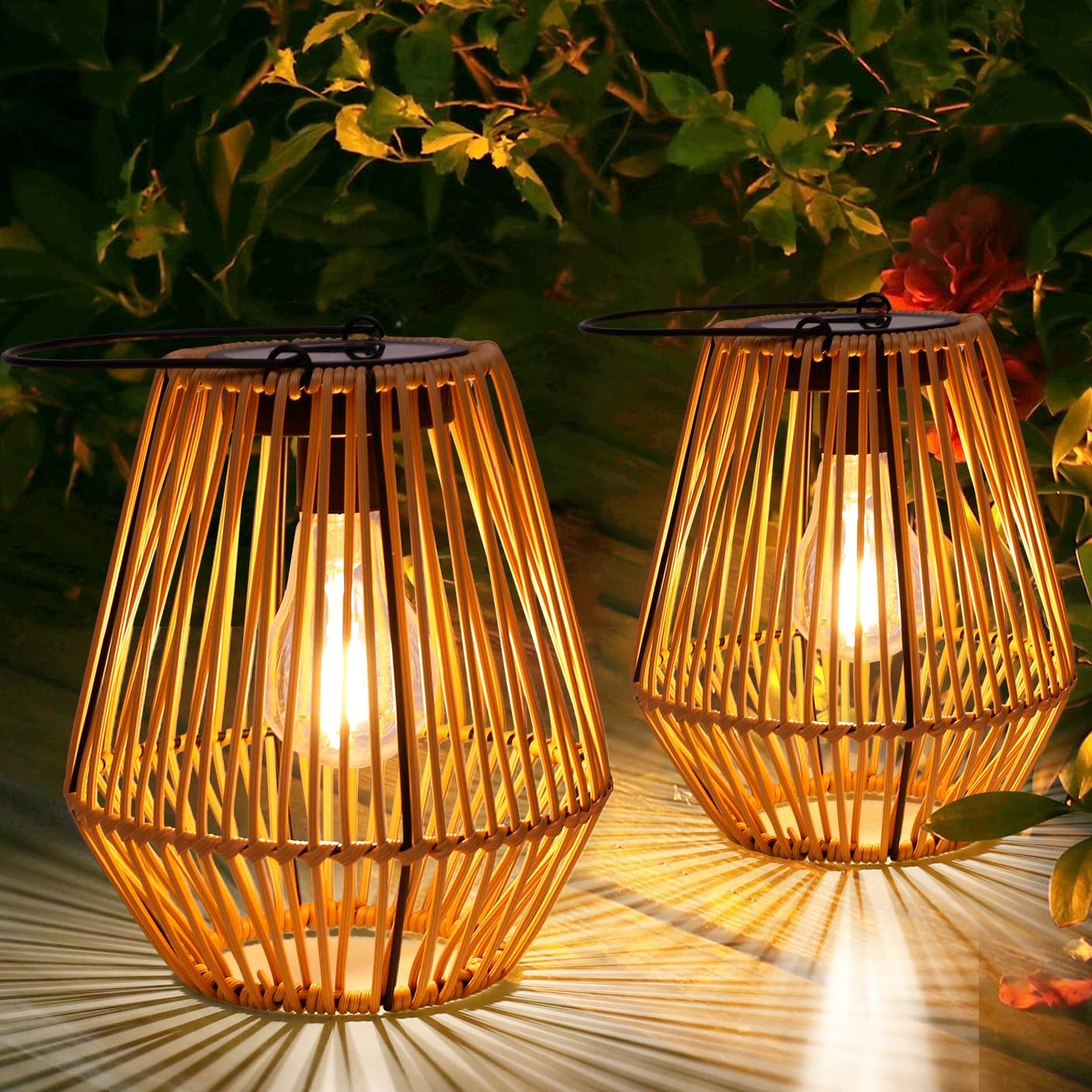 SolarNest - Handwoven Rattan Solar Lantern