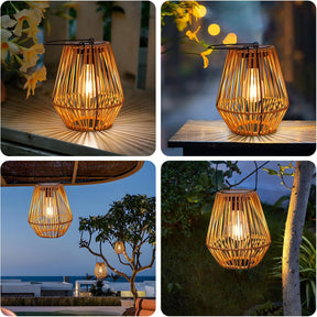 SolarNest - Handwoven Rattan Solar Lantern