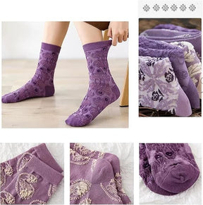 LumeFlora – Soft Cotton Embroidered Flower Socks