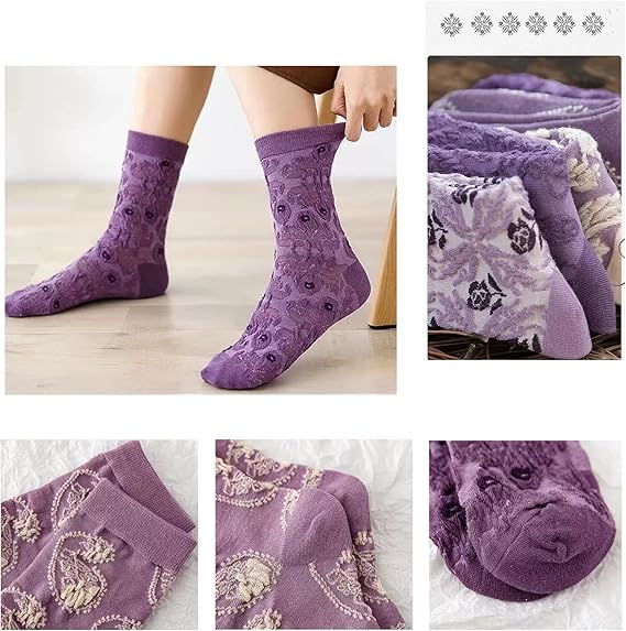 LumeFlora – Soft Cotton Embroidered Flower Socks