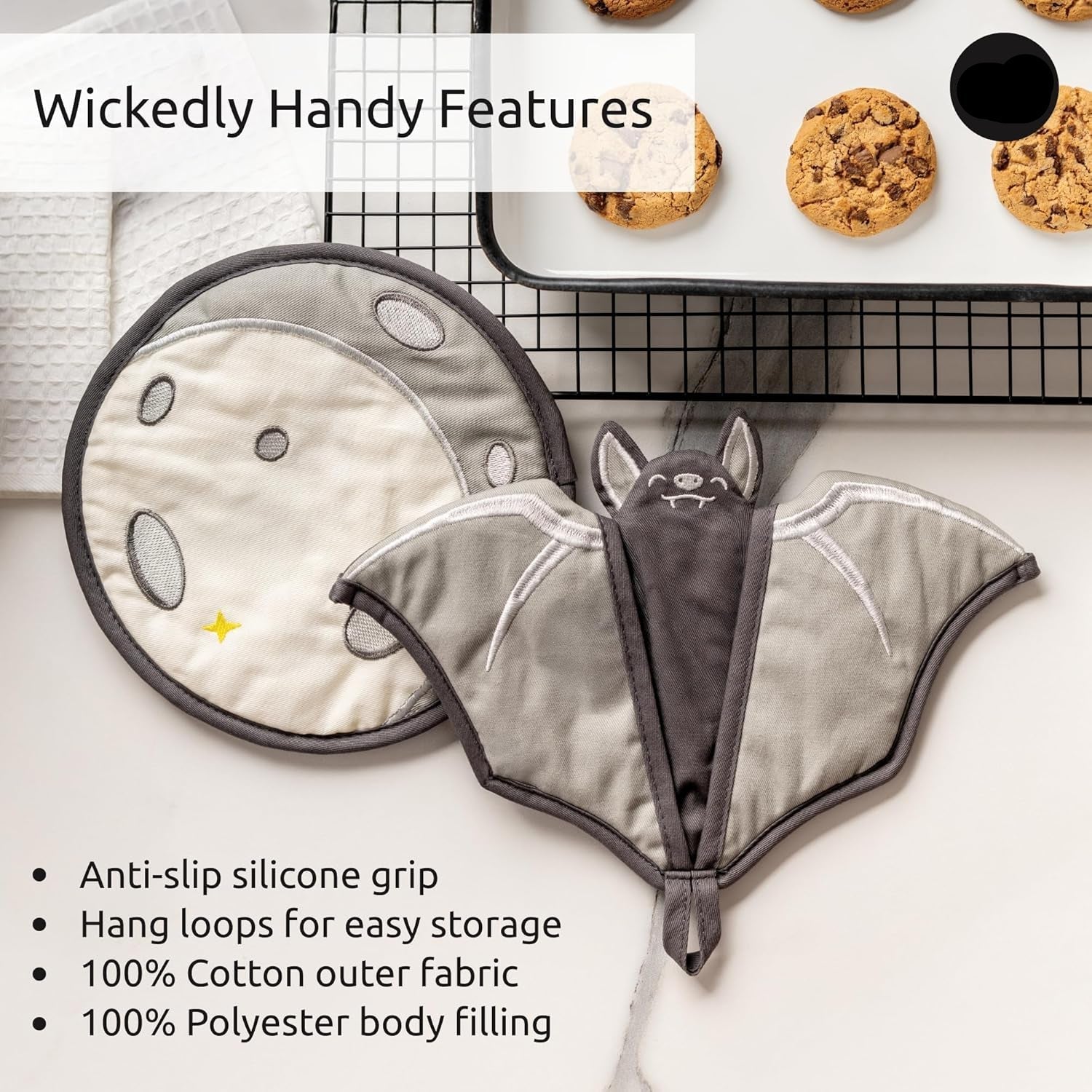 HeatGuard – Bat-Inspired Oven Mitt & Pot Holder Set