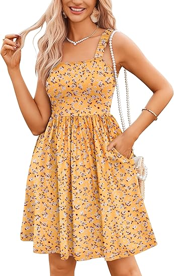 FloraCharm - Square Neck Summer Dress
