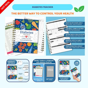 GlucoTrack – Diabetes Tracker Book with Food List