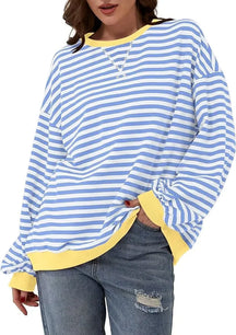 StripeAura – Women’s Color Block Striped Sweatshirt