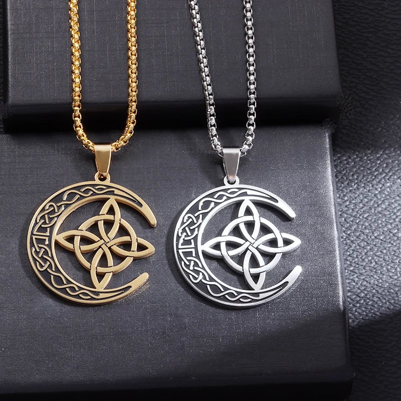 MoonKnot – Celtic Crescent Steel Pendant Necklace
